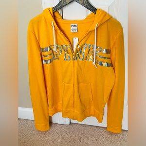 NWT Victoria's Secret PINK Everyday Lounge Full Zip Yellow Hoodie Large VS L